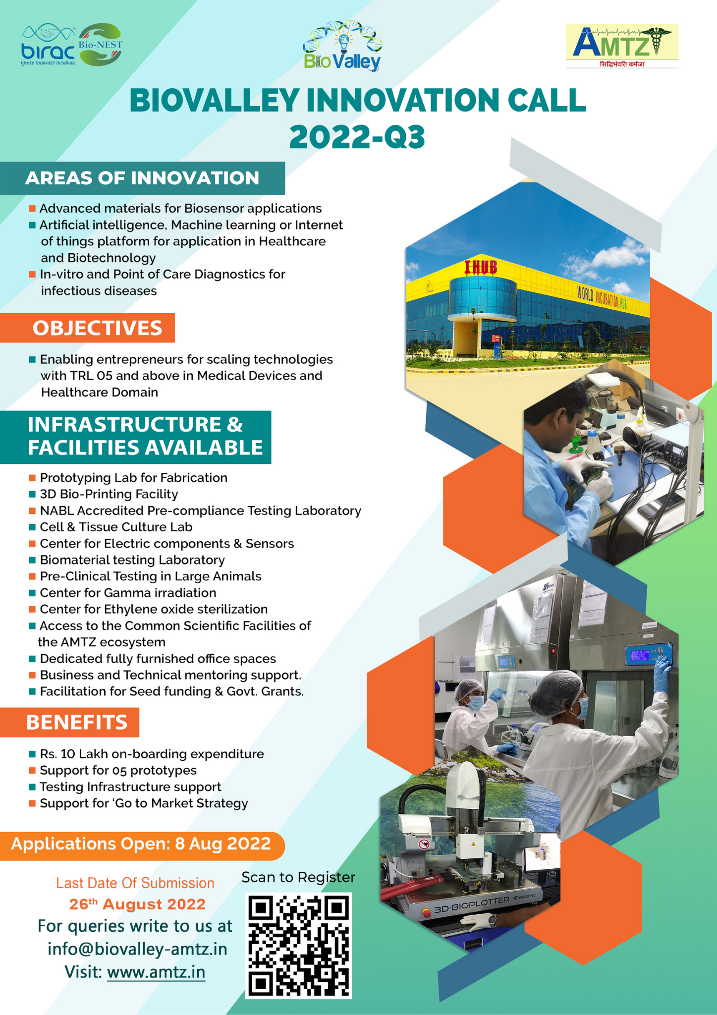 Innovation Call for Biosensor Applications, Artificial Intelligence and Machine learning in Healthcare and Biotechnology